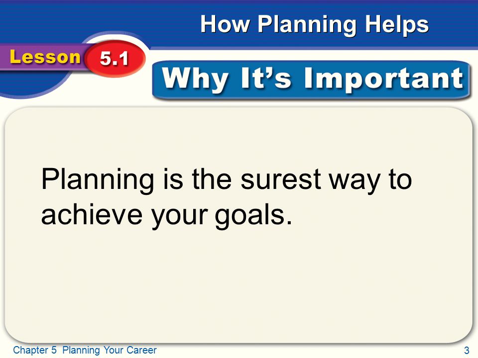 Planning is the surest way to achieve your goals.