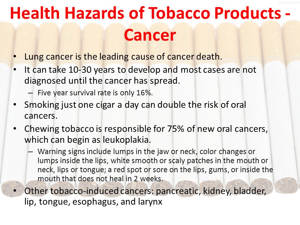 Health Hazards of Tobacco Products - Cancer