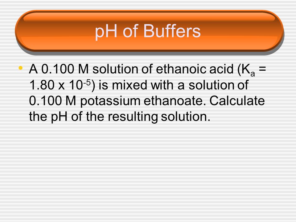 pH of Buffers
