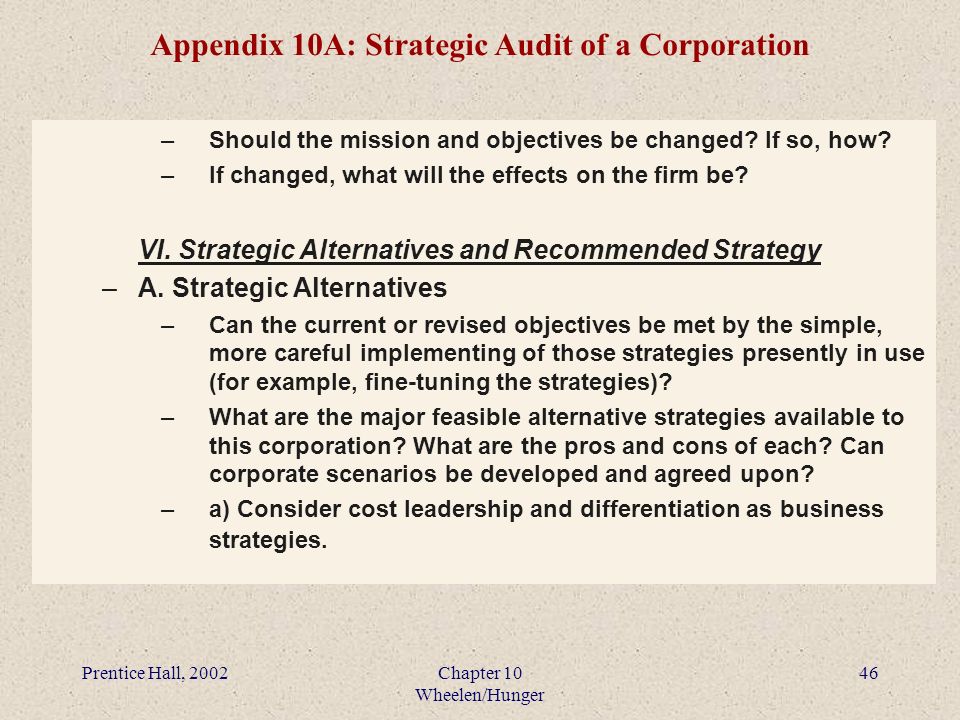 strategic audit of a corporation example