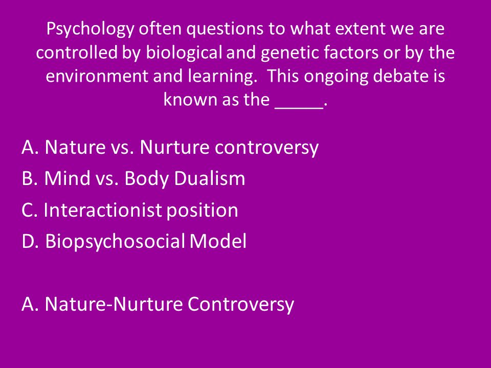 define nature and nurture in psychology