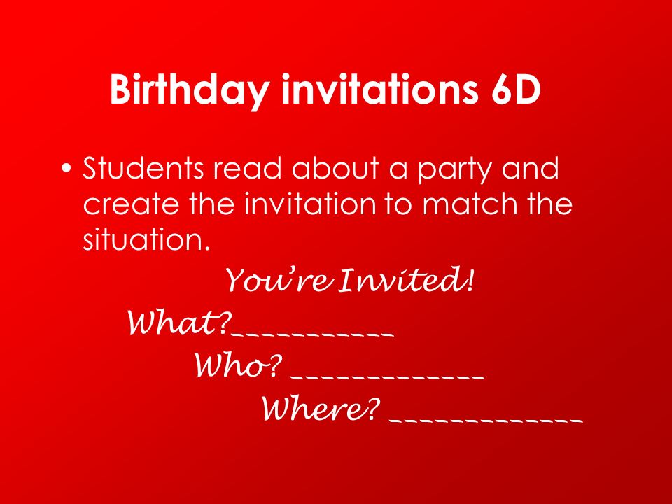 Birthday invitations 6D