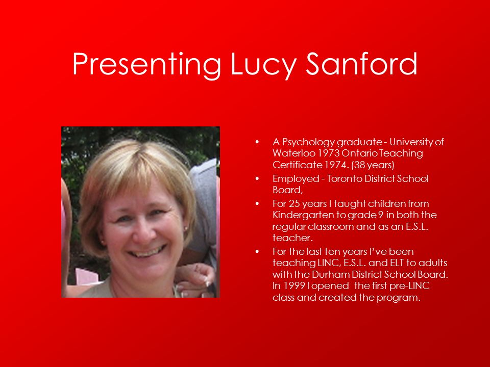 Presenting Lucy Sanford