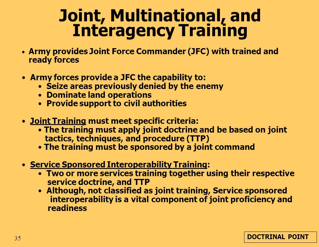 Joint, Multinational, and Interagency Training