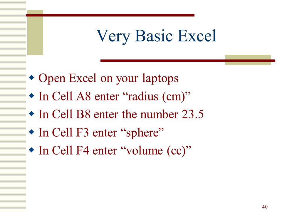 Very Basic Excel Open Excel on your laptops