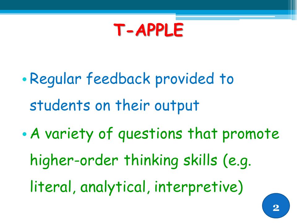 T-APPLE Regular feedback provided to students on their output