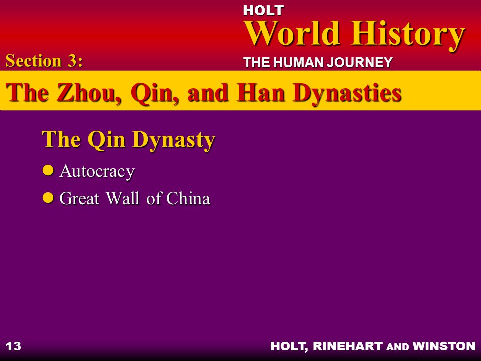The Zhou, Qin, and Han Dynasties