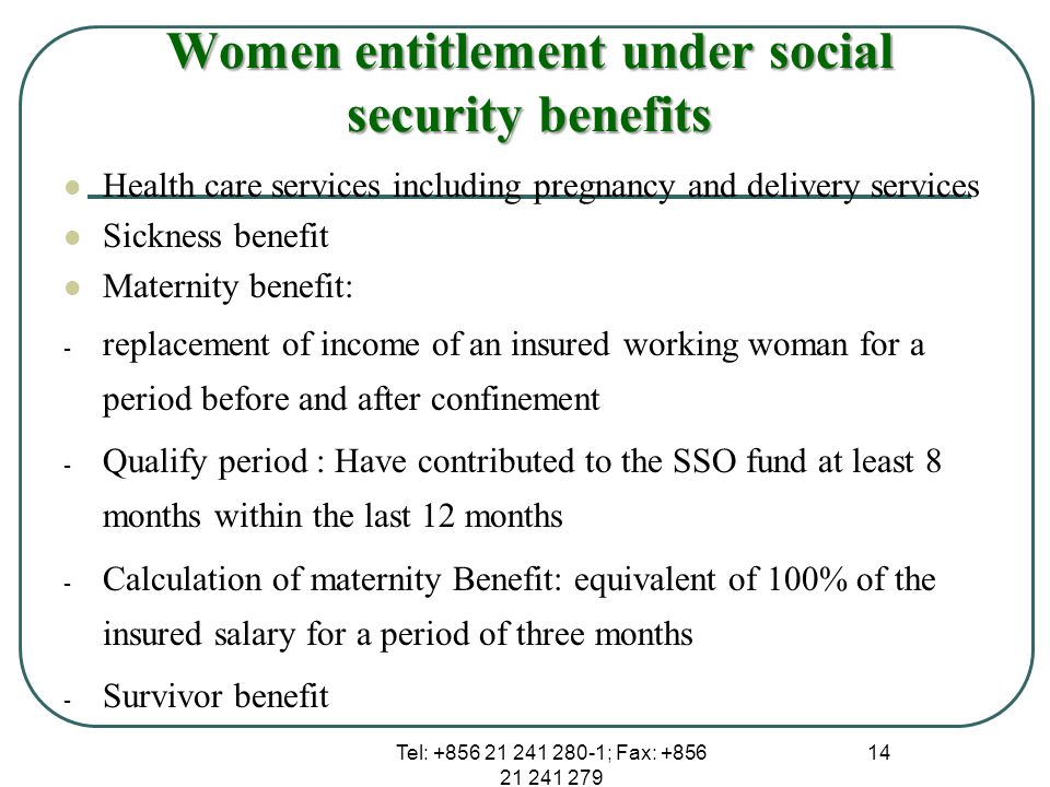 Women entitlement under social security benefits