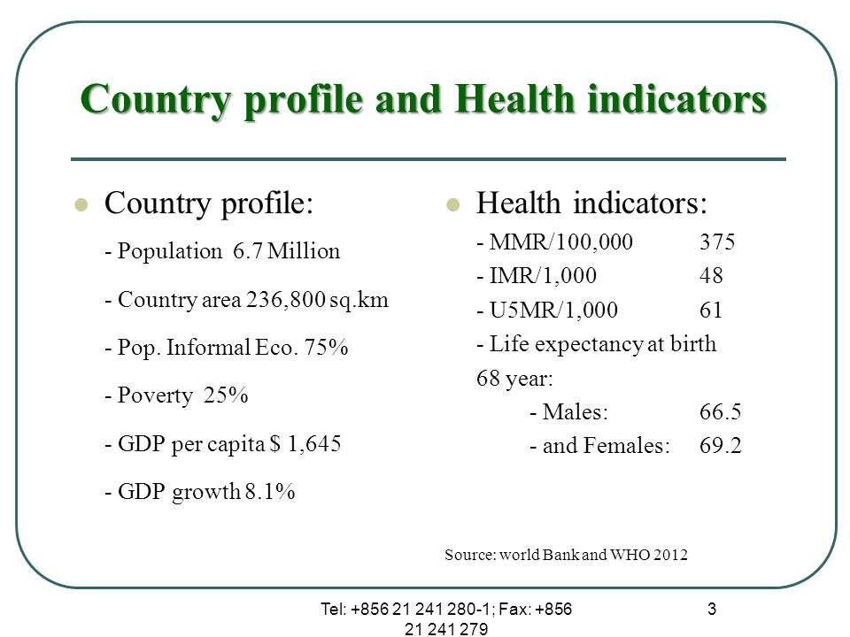 Country profile and Health indicators