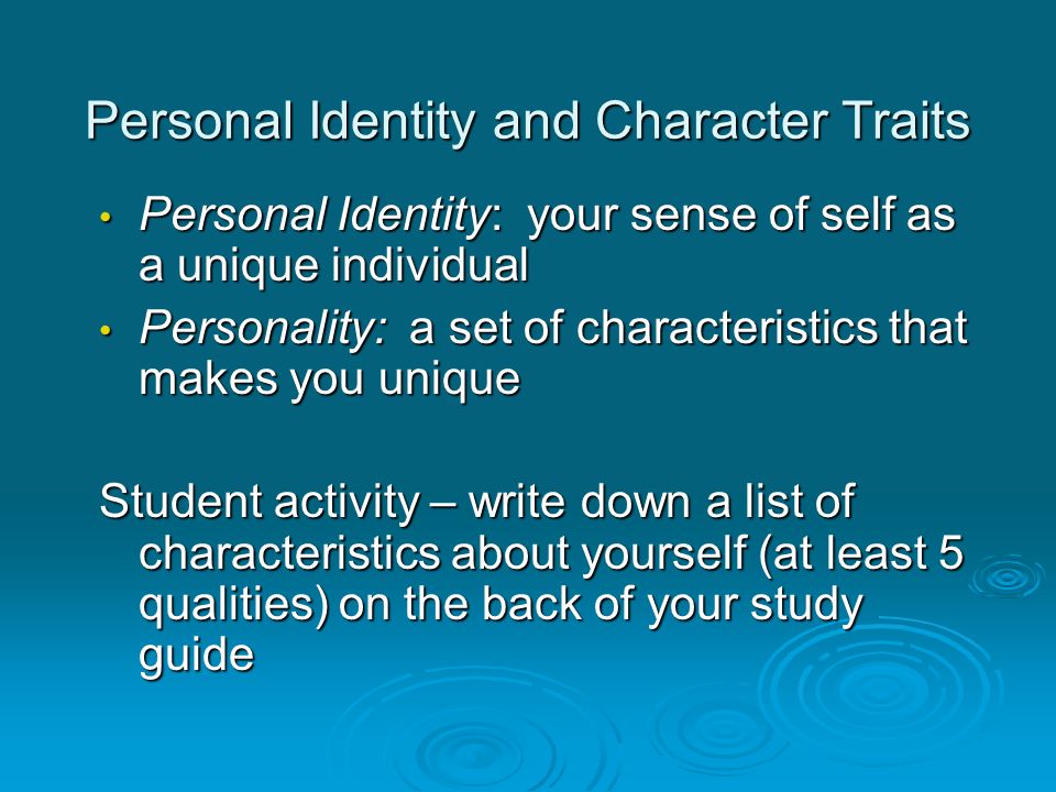 Personal Identity and Character Traits