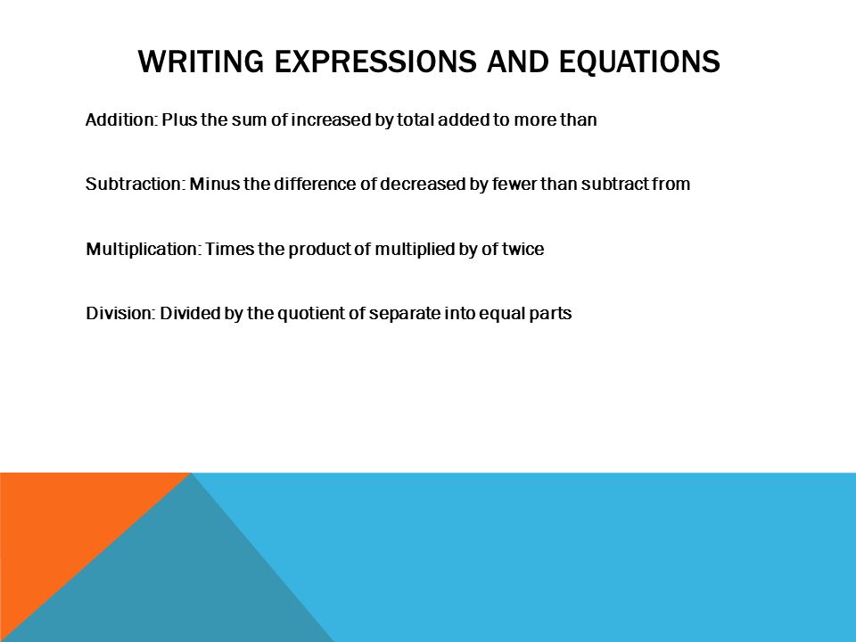Writing expressions and equations