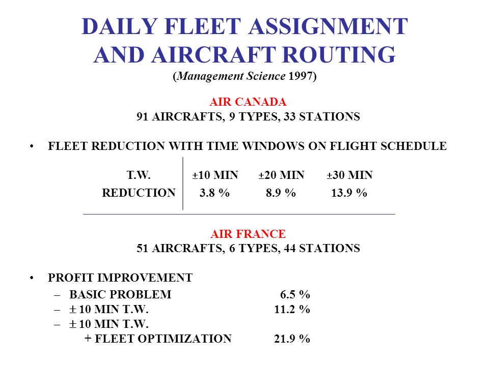 DAILY FLEET ASSIGNMENT AND AIRCRAFT ROUTING (Management Science 1997)