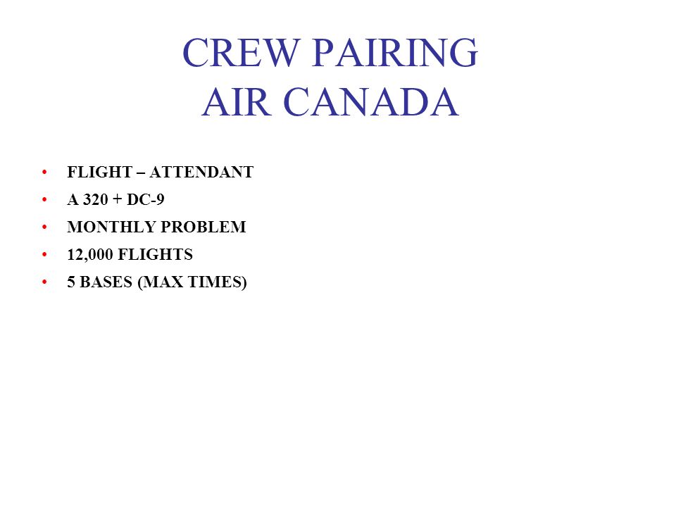 CREW PAIRING AIR CANADA