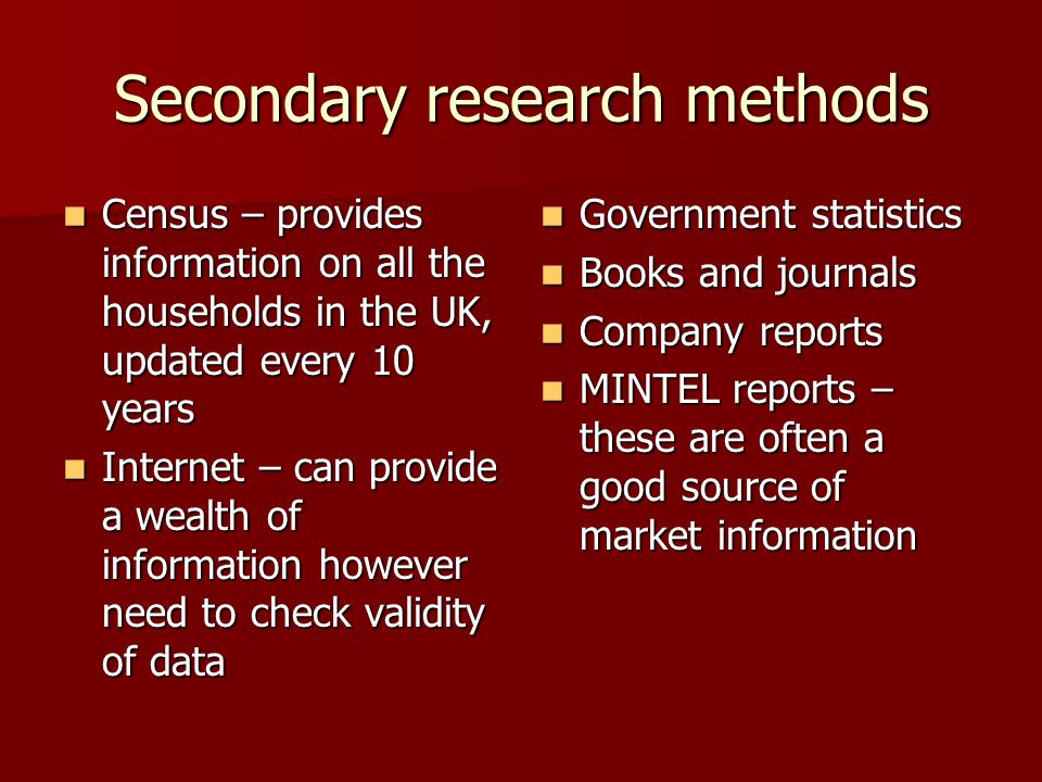 Secondary research methods