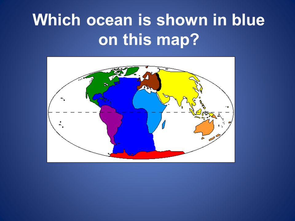 Which ocean is shown in blue on this map