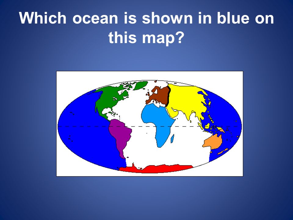 Which ocean is shown in blue on this map