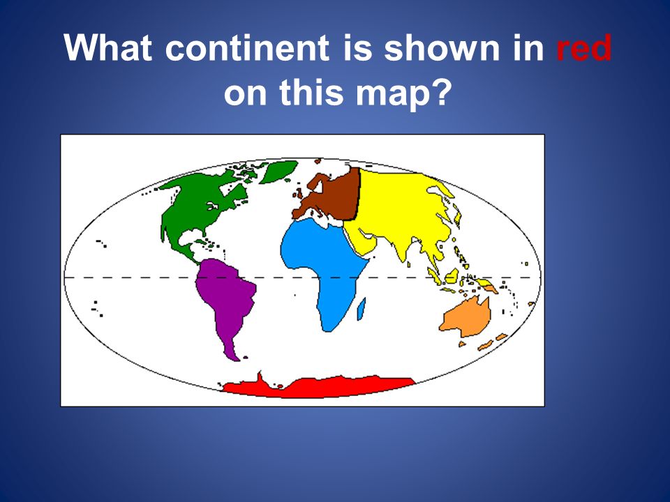 What continent is shown in red on this map