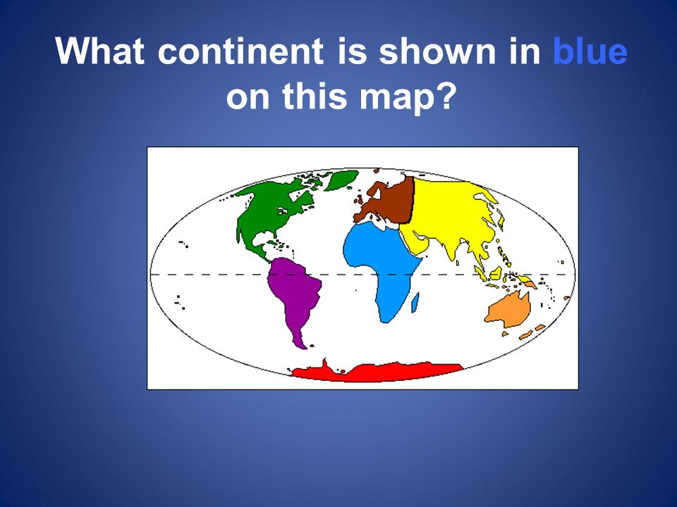 What continent is shown in blue on this map