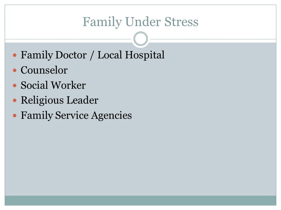 Family Under Stress Family Doctor / Local Hospital Counselor