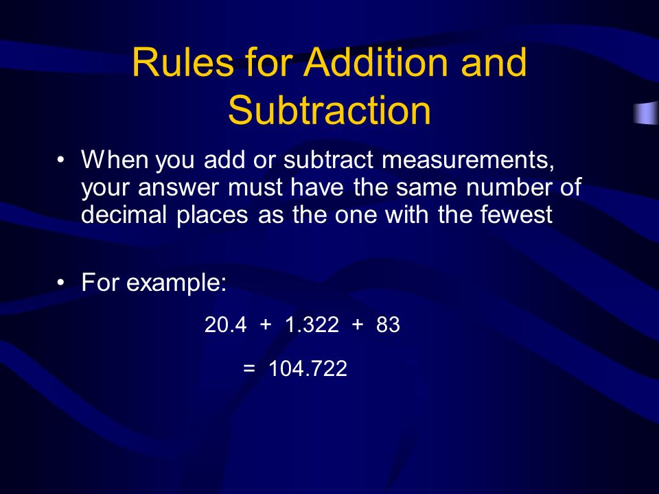 Rules for Addition and Subtraction