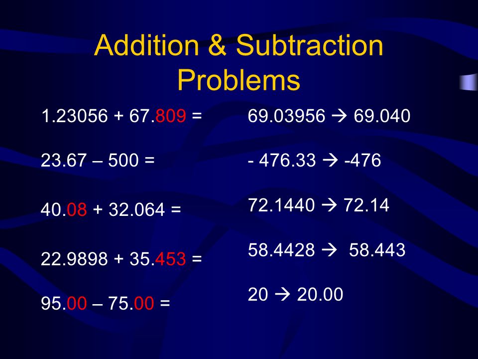 Addition & Subtraction Problems