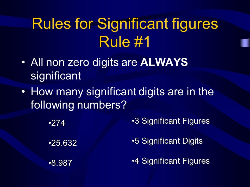 Rules for Significant figures Rule #1