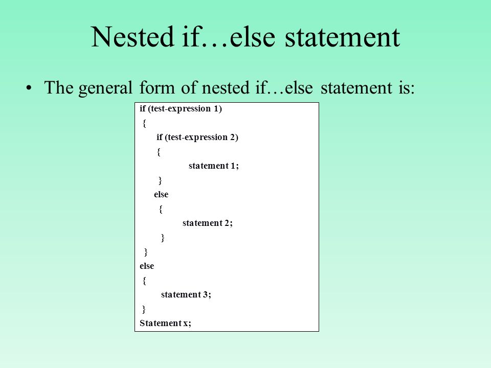 Nested if…else statement