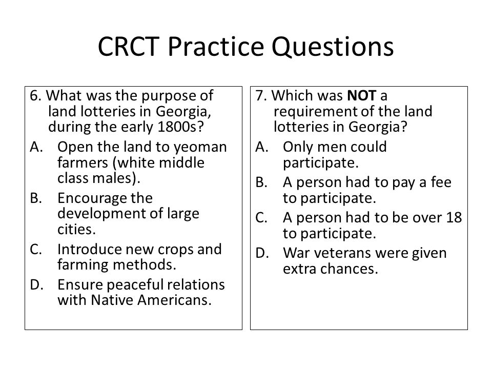 CRCT Practice Questions