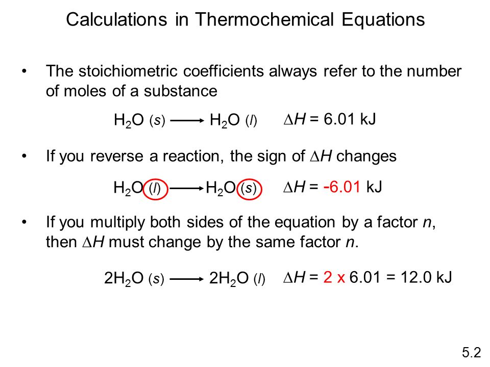 Calculations in Thermochemical Equations