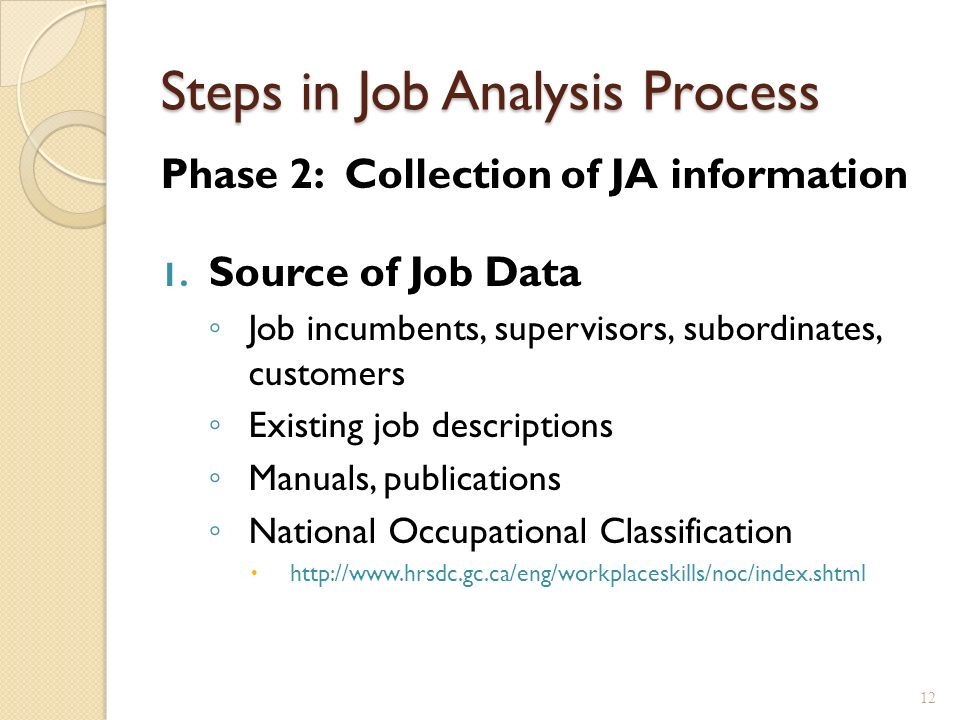 sources of job analysis
