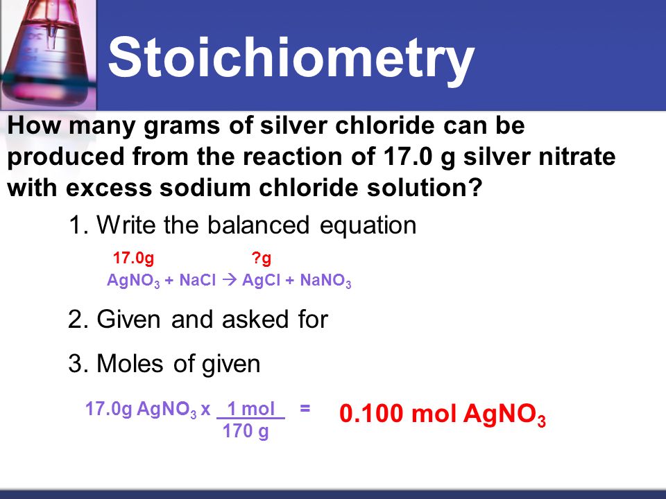 Stoichiometry How many grams of silver chloride can be produced from the re...