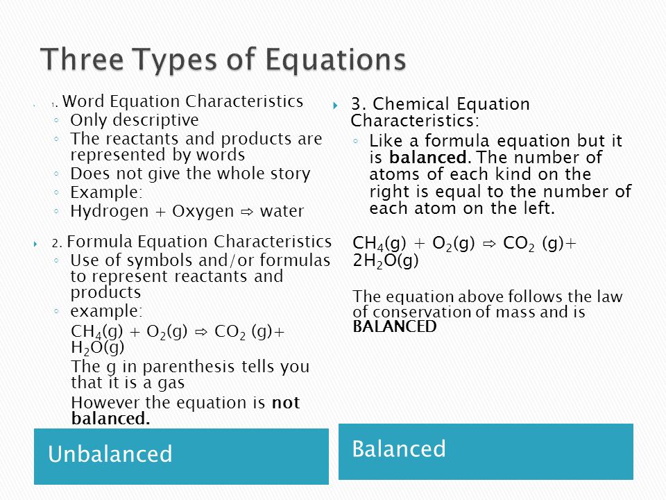 Three Types of Equations