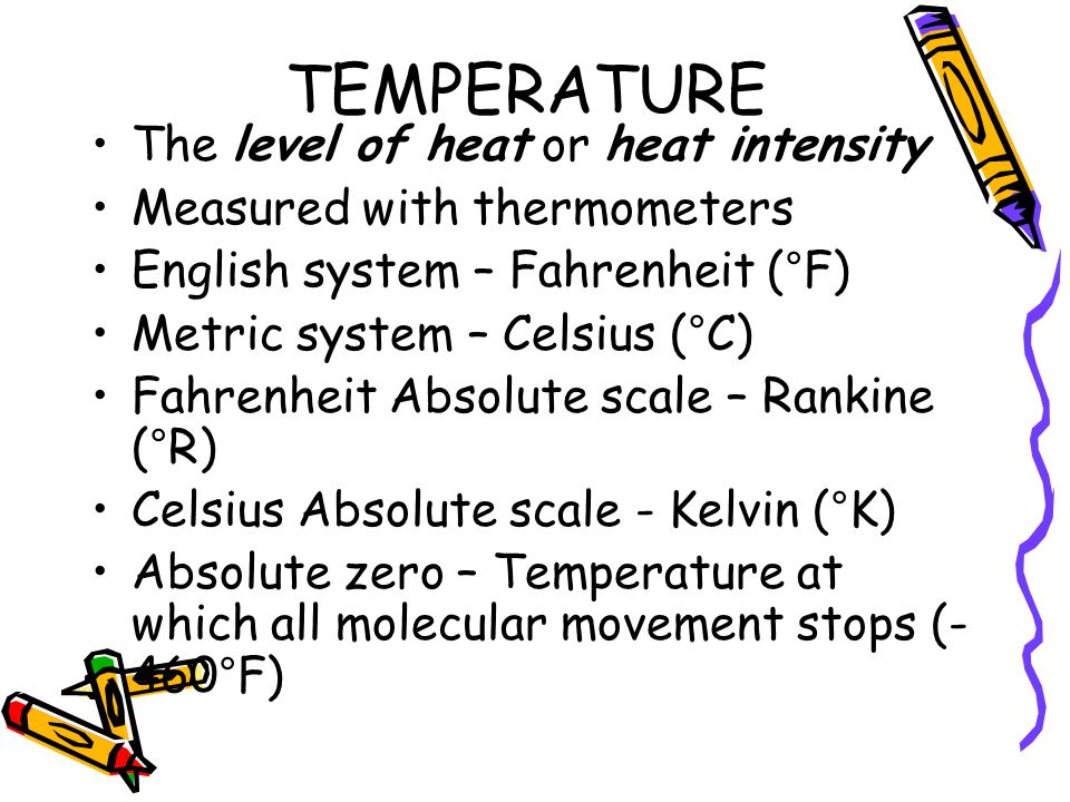 TEMPERATURE The level of heat or heat intensity