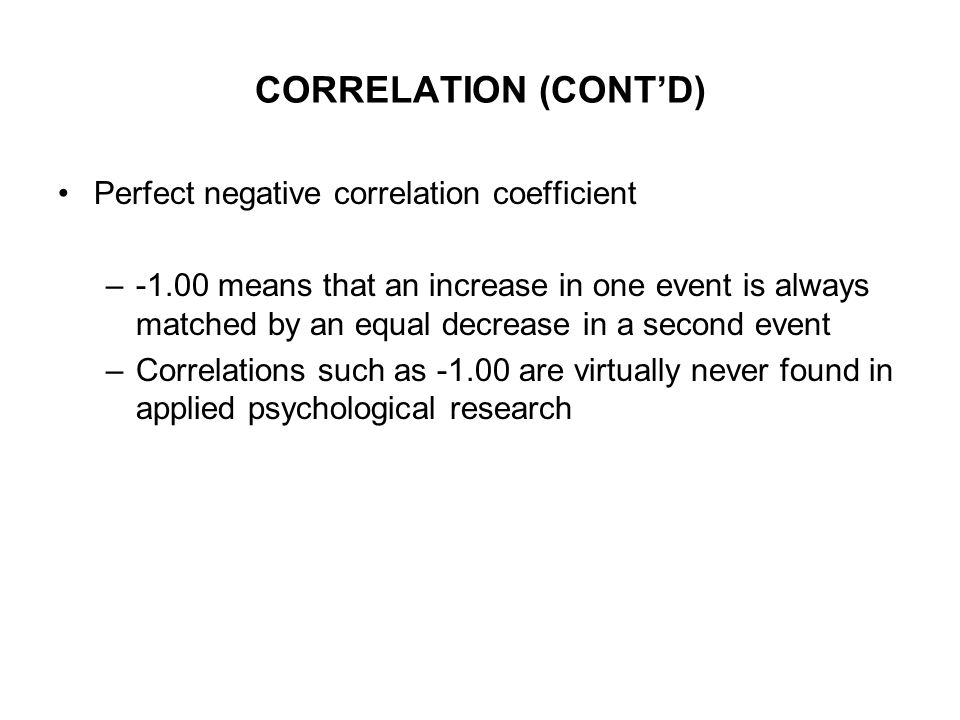 CORRELATION (CONT’D) Perfect negative correlation coefficient