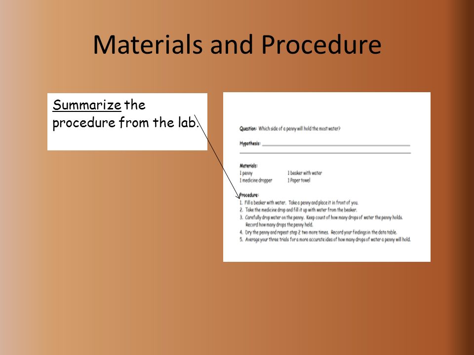 Materials and Procedure