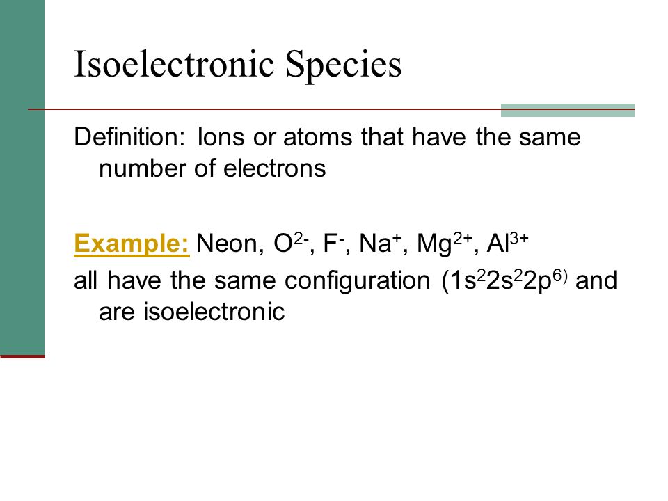 Isoelectronic species