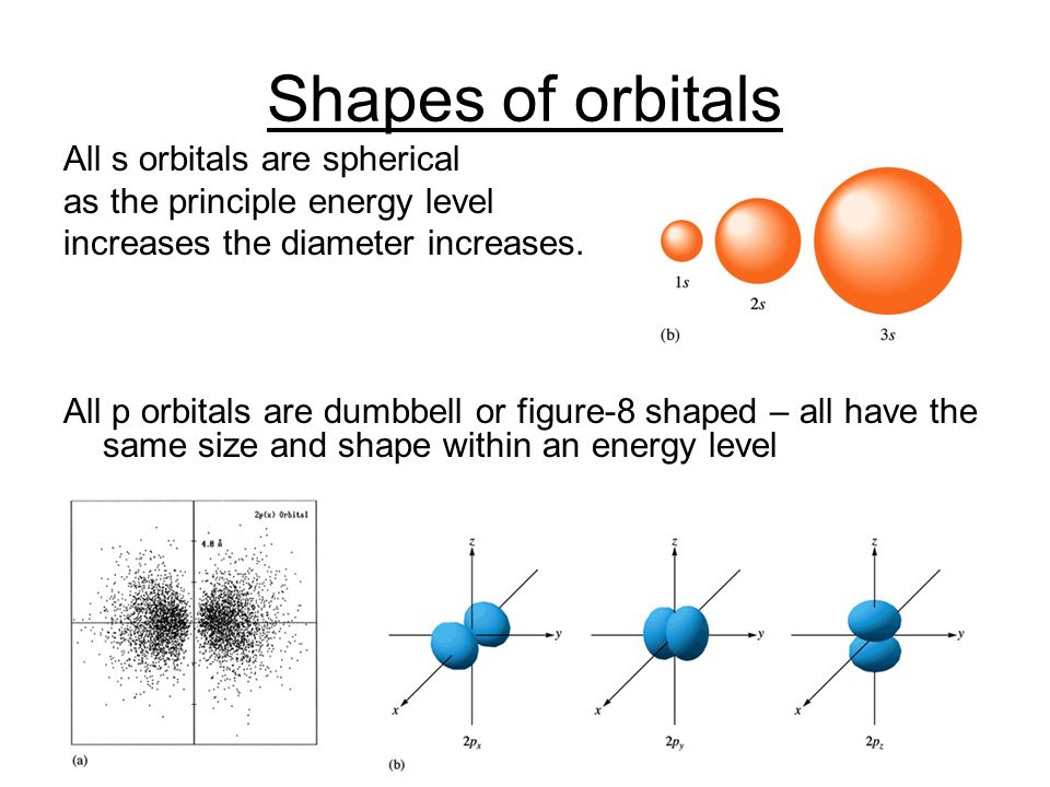 Shapes of orbitals All s orbitals are spherical