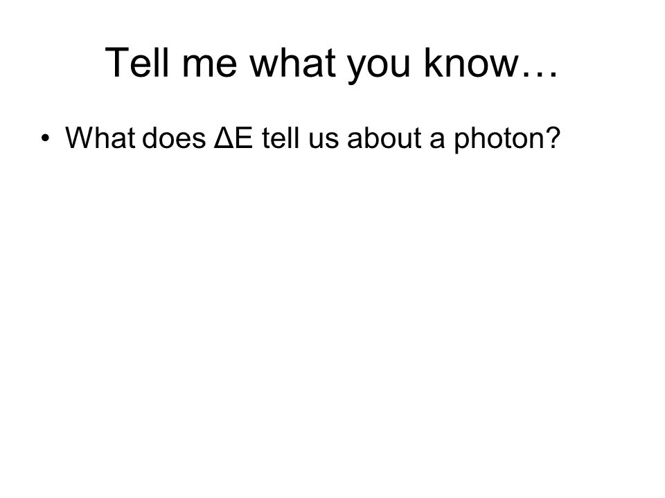 Tell me what you know… What does ΔE tell us about a photon