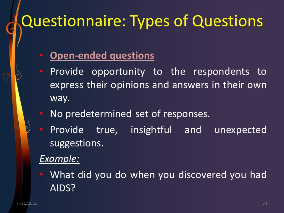 Questionnaire: Types of Questions