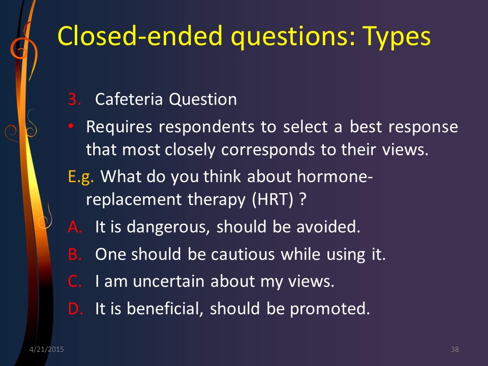 Closed-ended questions: Types
