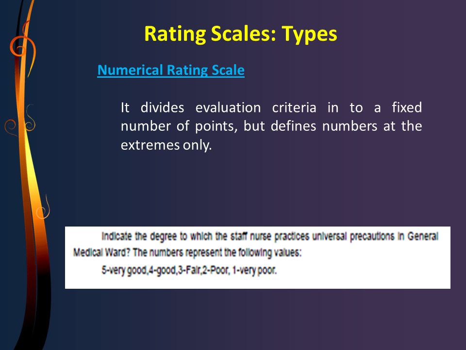 Rating Scales: Types Numerical Rating Scale