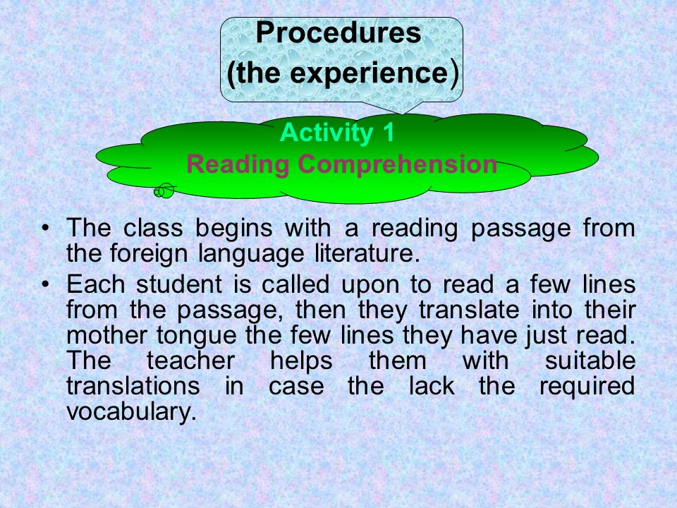 Procedures (the experience)