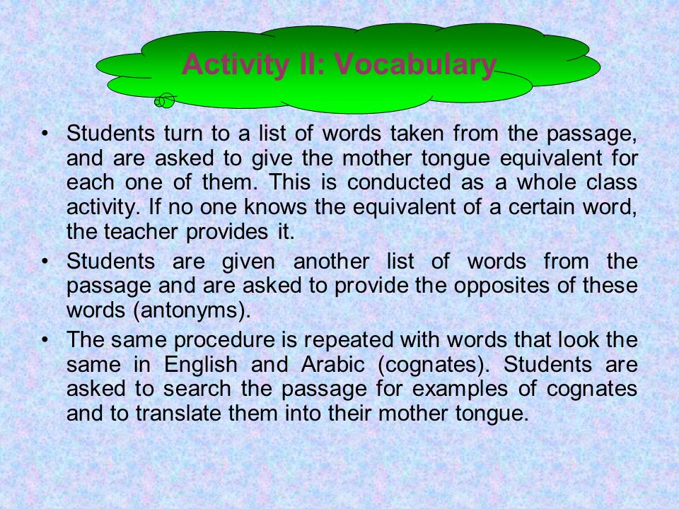 Activity II: Vocabulary