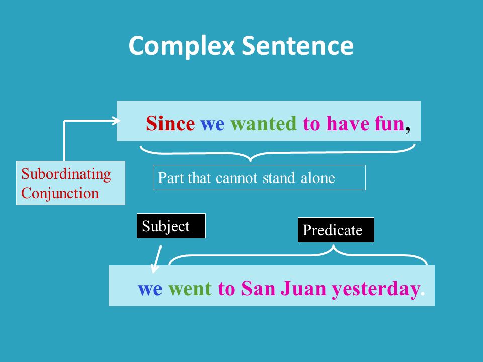 Complex Sentence Since we wanted to have fun,