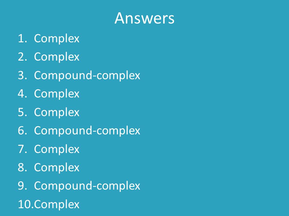 Answers Complex Compound-complex