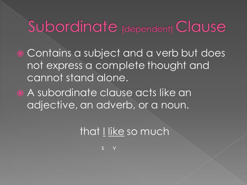Subordinate (dependent) Clause