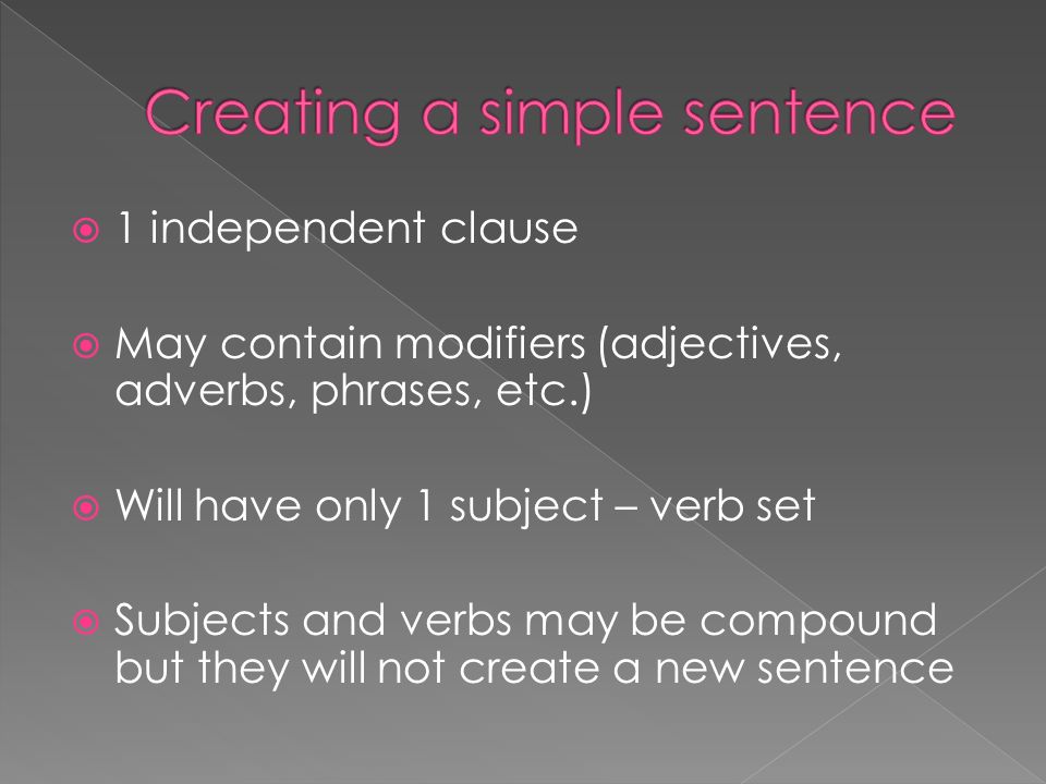 Creating a simple sentence