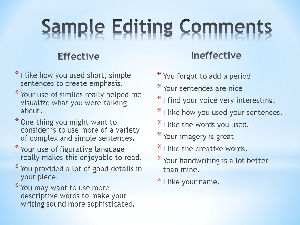 Sample Editing Comments