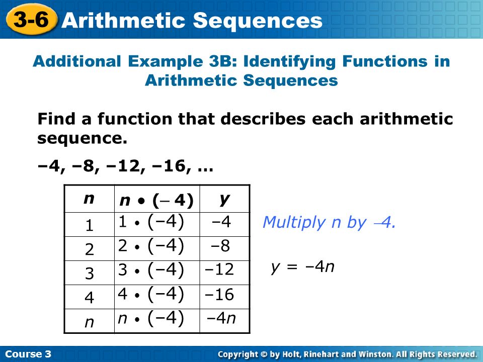 Additional Example 3B: Identifying Functions in Arithmetic Sequences
