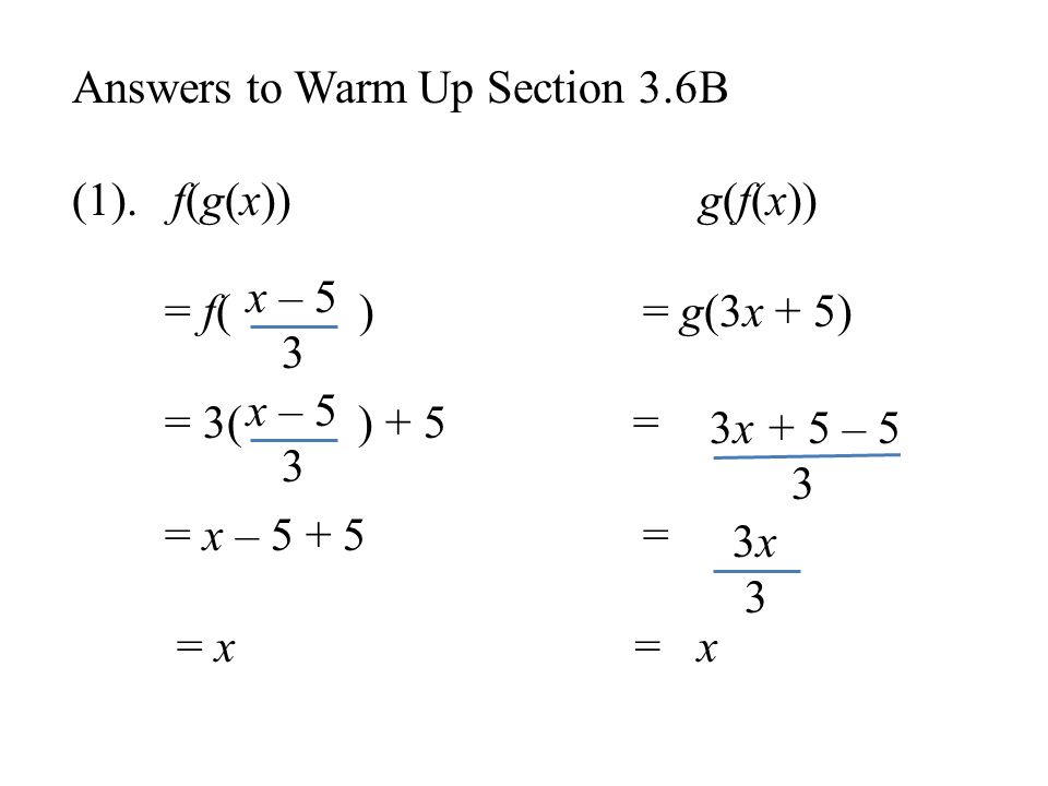 Answers to Warm Up Section 3.6B